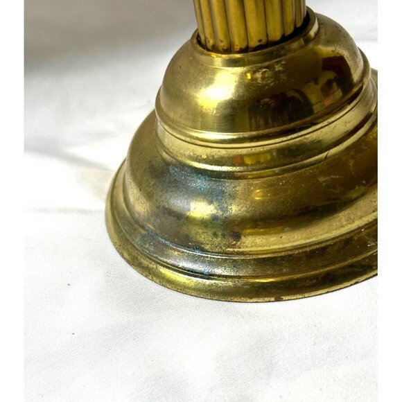 Vintage Brass Candlestick Holder 10.5”Fluted Column Base Taper Candle Decor Read - Picture 3 of 8